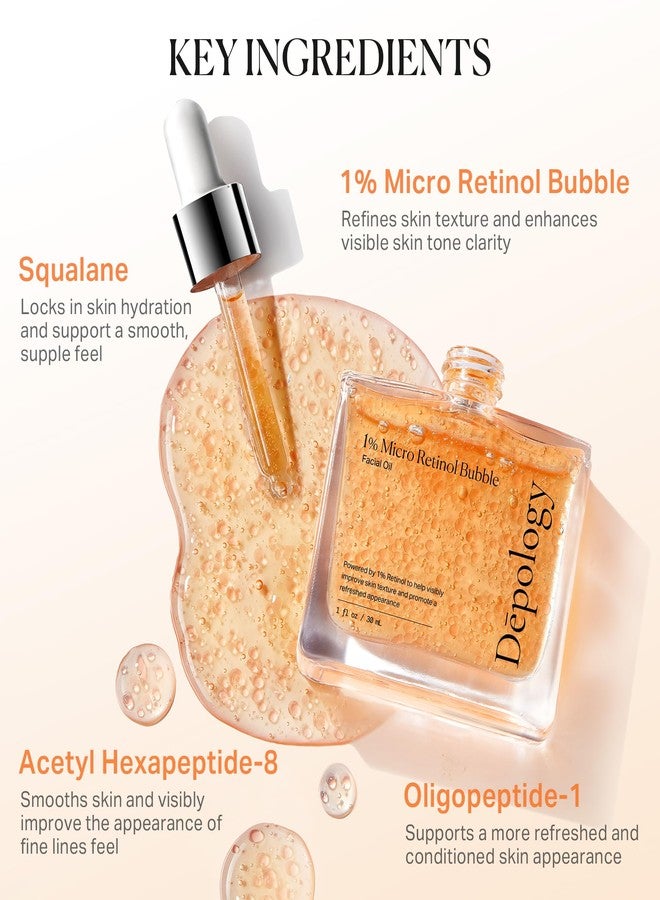 ديبولوجية زيت الوجه بالريتينول بتركيز 1% لشد البشرة وتنعيمها ومنحها إشراقة - سيروم ريتينول للوجه، زيت سكوالين خفيف الوزن للوجه، يُعالج الخطوط الدقيقة ويُحسّن ملمس البشرة ويُحارب علامات الشيخوخة، لطيف على جميع أنواع البشرة، 30 مل - Image 3